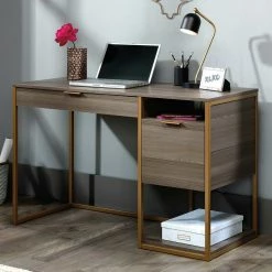 Best Sale ???? Sauder International Lux Single Pedestal Desk ❤️