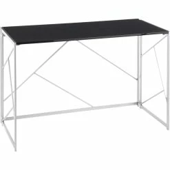 Best reviews of 💯 LumiSource Folia Desk In Silvertone Metal And Black Wood ✔️