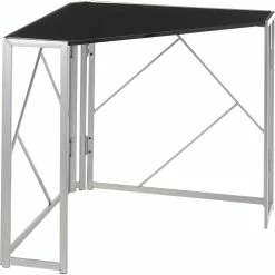 Buy 🛒 LumiSource Folia Corner Desk In Silvertone Metal And Black Wood 👍