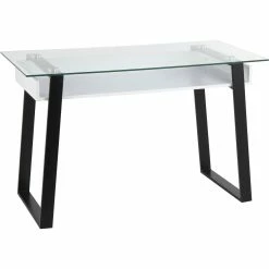 Top 10 🧨 LumiSource Duke Contemporary Desk In Black Metal, White Wood And Clear Glass 😀