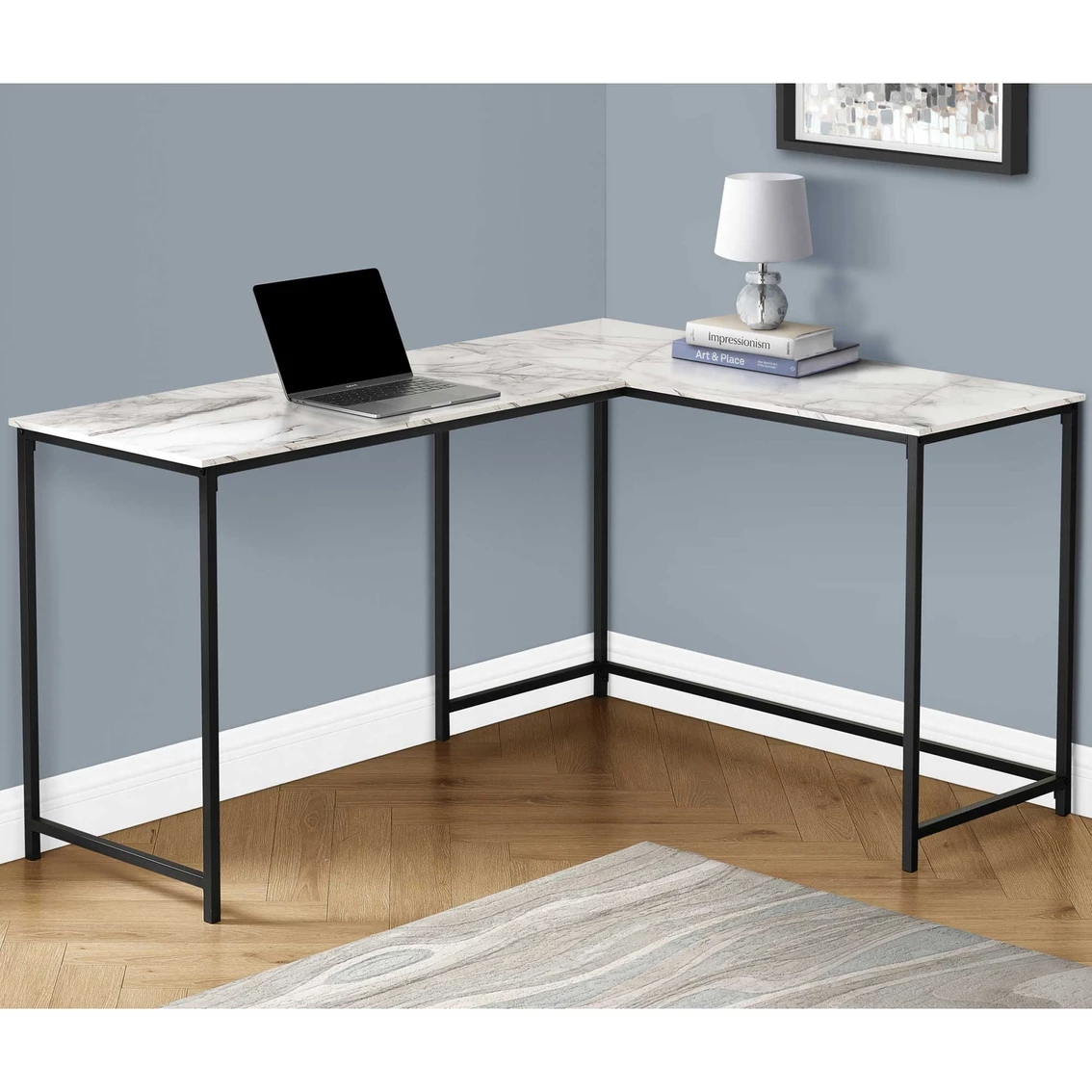Wholesale ???? Chelsea Home Paris Faux White Marble Corner Computer Desk ⭐ 1 Wholesale ???? Chelsea Home Paris Faux White Marble Corner Computer Desk ⭐