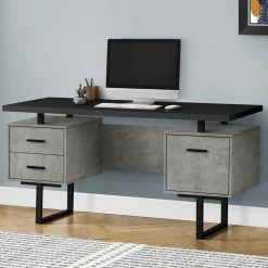 Promo ???? Chelsea Home Faux Grey Concrete Computer Desk ????