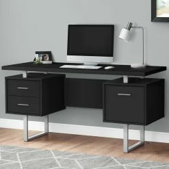 Budget ✔️ Chelsea Home Black And Silvertone Computer Desk ⭐