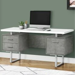 Top 10 😍 Chelsea Home White And Grey Faux Concrete Computer Desk 🔥