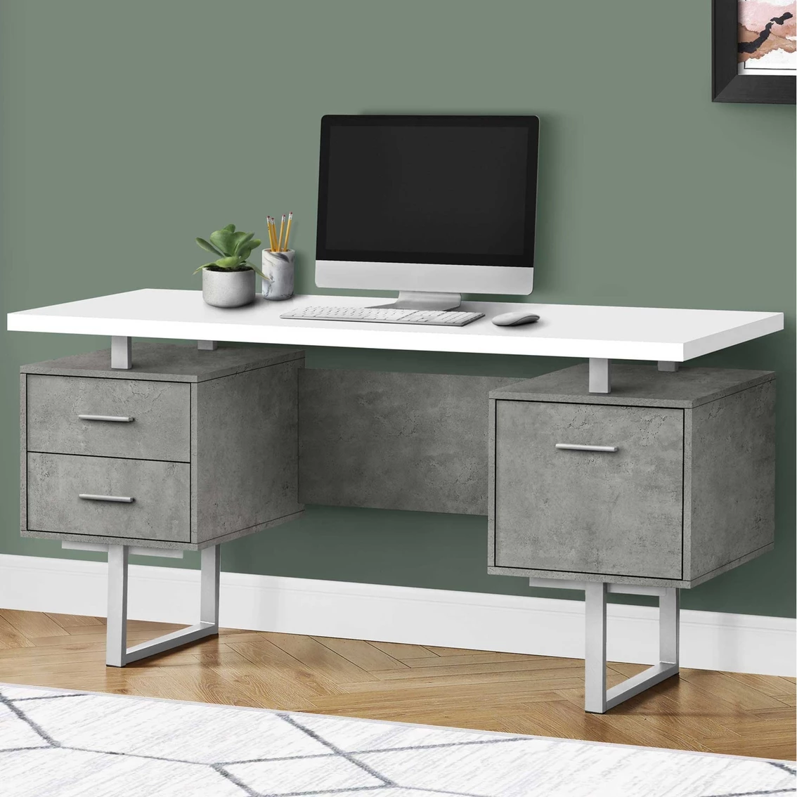Top 10 ???? Chelsea Home White And Grey Faux Concrete Computer Desk ???? 1 Top 10 ???? Chelsea Home White And Grey Faux Concrete Computer Desk ????