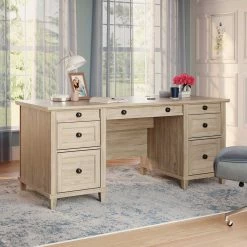 Promo ⭐ Sauder Executive Double Pedestal Desk, Chalk Oak ????