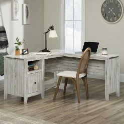 Cheap ✔️ Sauder Rustic L Shaped Desk In White Plank ????