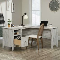 Alternative view of Cheap ✔️ Sauder Rustic L Shaped Desk In White Plank ????