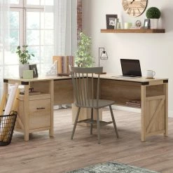 Discount ???? Sauder Orchard Oak L Shaped Home Office Desk ✨