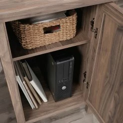 New ❤️ Sauder Costa Washed Walnut L-Shaped Desk With File Drawer ✨ -Fellowes shop unnamed file 1378