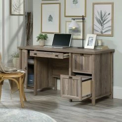 Alternative view of New ⭐ Sauder Costa Washed Walnut Office Desk With Drawers ????