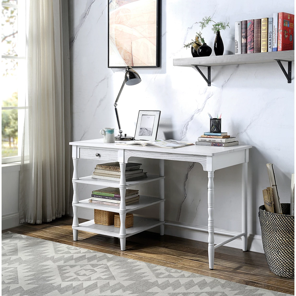 Discount ???? Furniture Of America Moers White Desk ⌛ 1 Discount ???? Furniture Of America Moers White Desk ⌛
