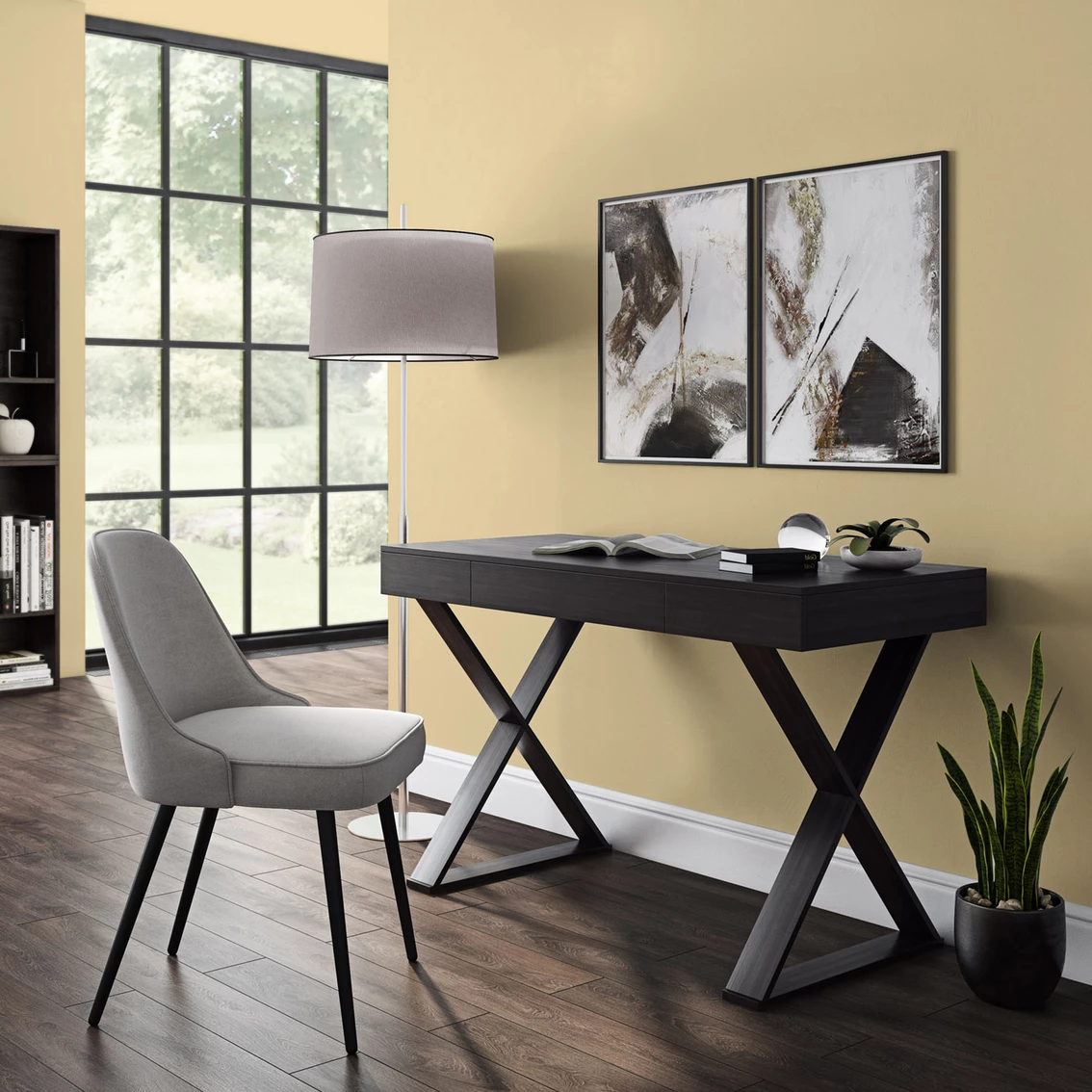 Promo ???? CorLiving WFP-300-D Folio Rich Brown Cross Leg Farmhouse Desk ???? 6 Promo ???? CorLiving WFP-300-D Folio Rich Brown Cross Leg Farmhouse Desk ???? - Image 6