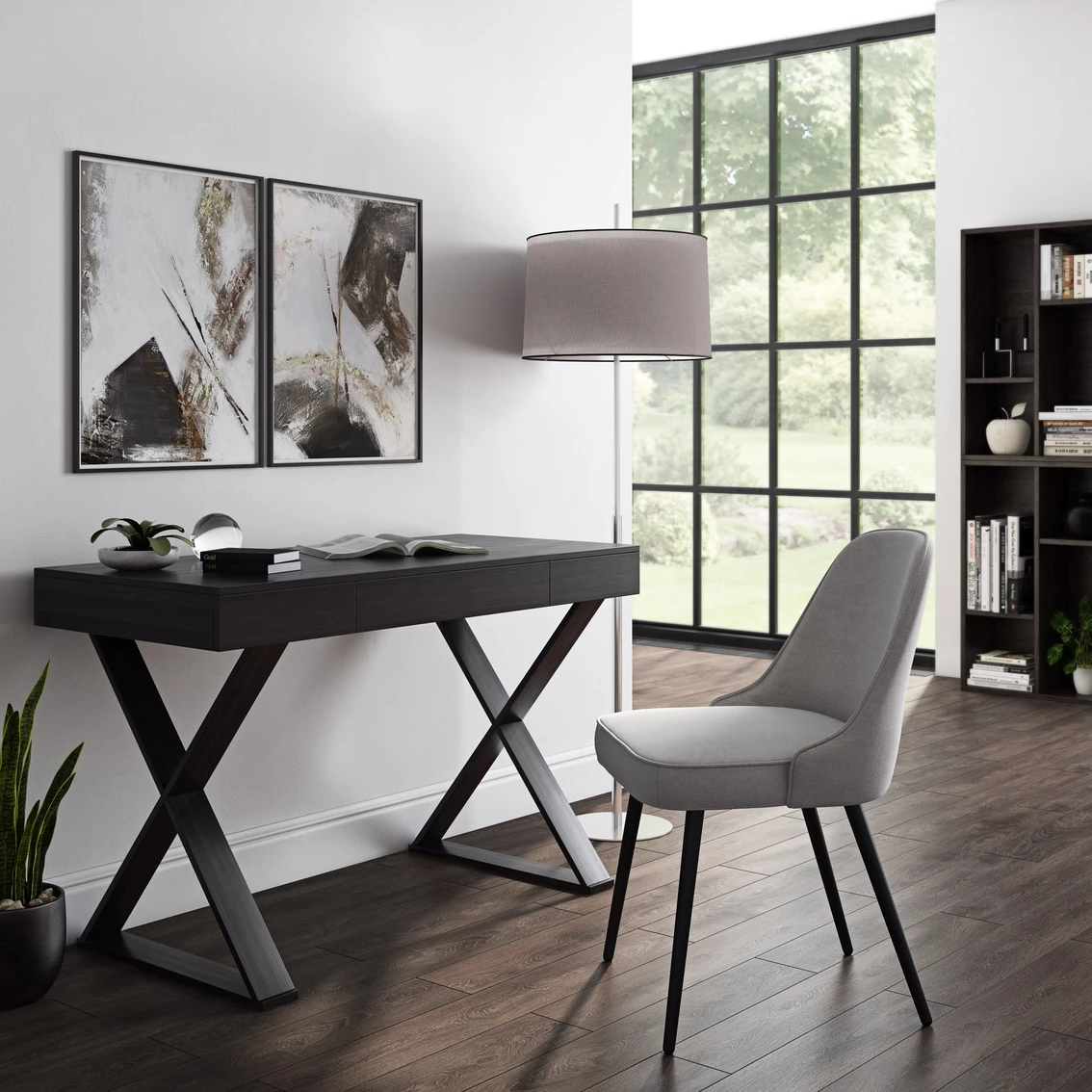 Promo ???? CorLiving WFP-300-D Folio Rich Brown Cross Leg Farmhouse Desk ???? 7 Promo ???? CorLiving WFP-300-D Folio Rich Brown Cross Leg Farmhouse Desk ???? - Image 7
