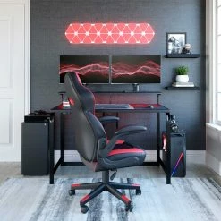 Best reviews of ???? Signature Design By Ashley Lynxtyn 48 In. Desk With Red/Black Office Chair ????