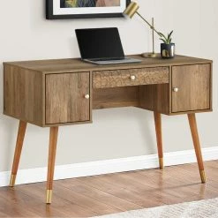 Best Sale ???? Chelsea Home Computer Desk 48 In., Walnut Mid Century ????