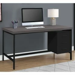 Hot Sale ???? Chelsea Home Computer Desk 60 In., Black With Grey Top ????