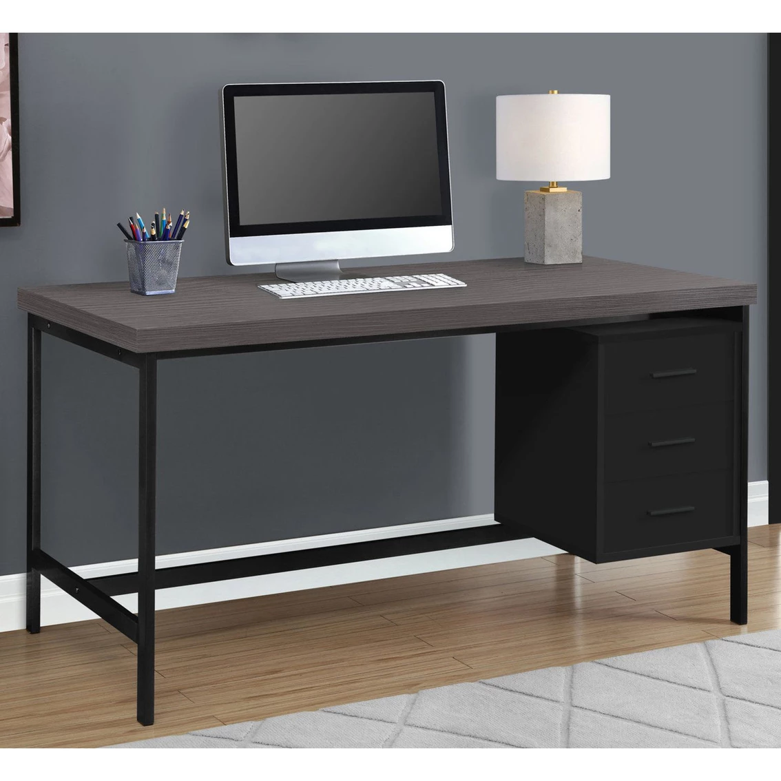 Hot Sale ???? Chelsea Home Computer Desk 60 In., Black With Grey Top ???? 1 Hot Sale ???? Chelsea Home Computer Desk 60 In., Black With Grey Top ????