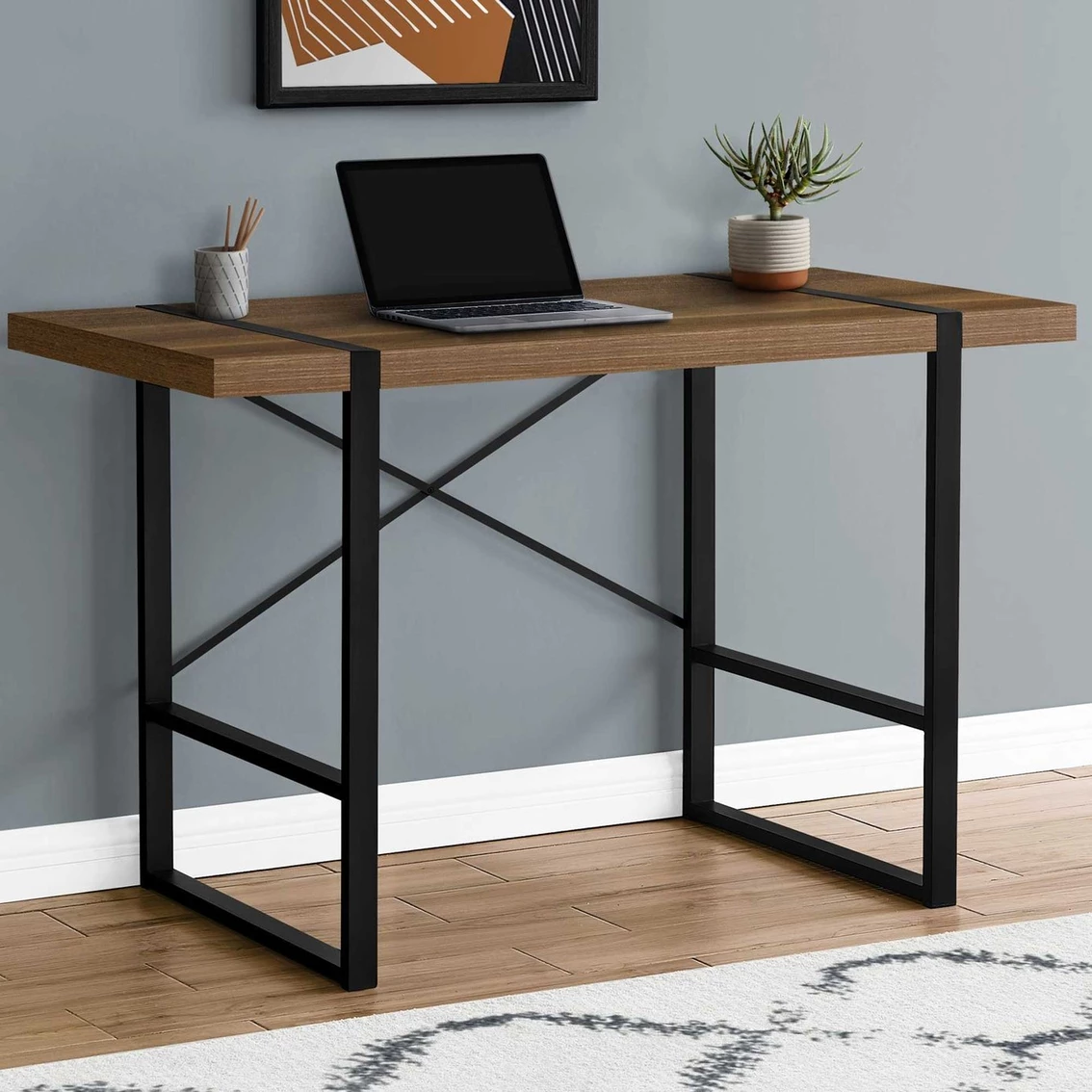 Best Sale ???? Chelsea Home Furniture Computer Desk 48L In Walnut With Black Metal ???? 1 Best Sale ???? Chelsea Home Furniture Computer Desk 48L In Walnut With Black Metal ????