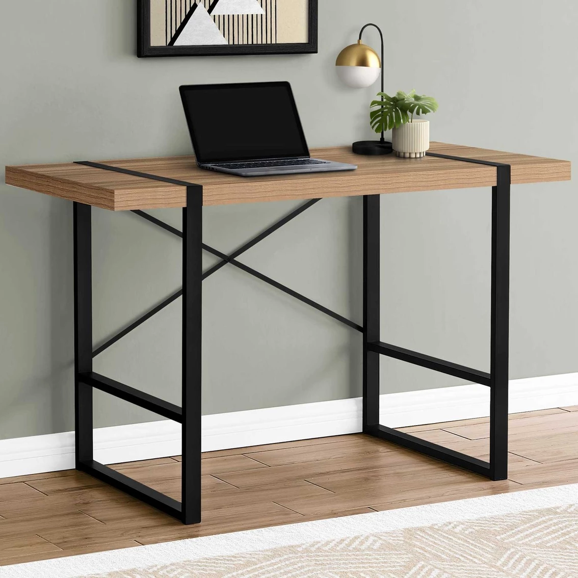 Best Sale ???? Chelsea Home Furniture Computer Desk 48L In Walnut With Black Metal ???? 3 Best Sale ???? Chelsea Home Furniture Computer Desk 48L In Walnut With Black Metal ???? - Image 3