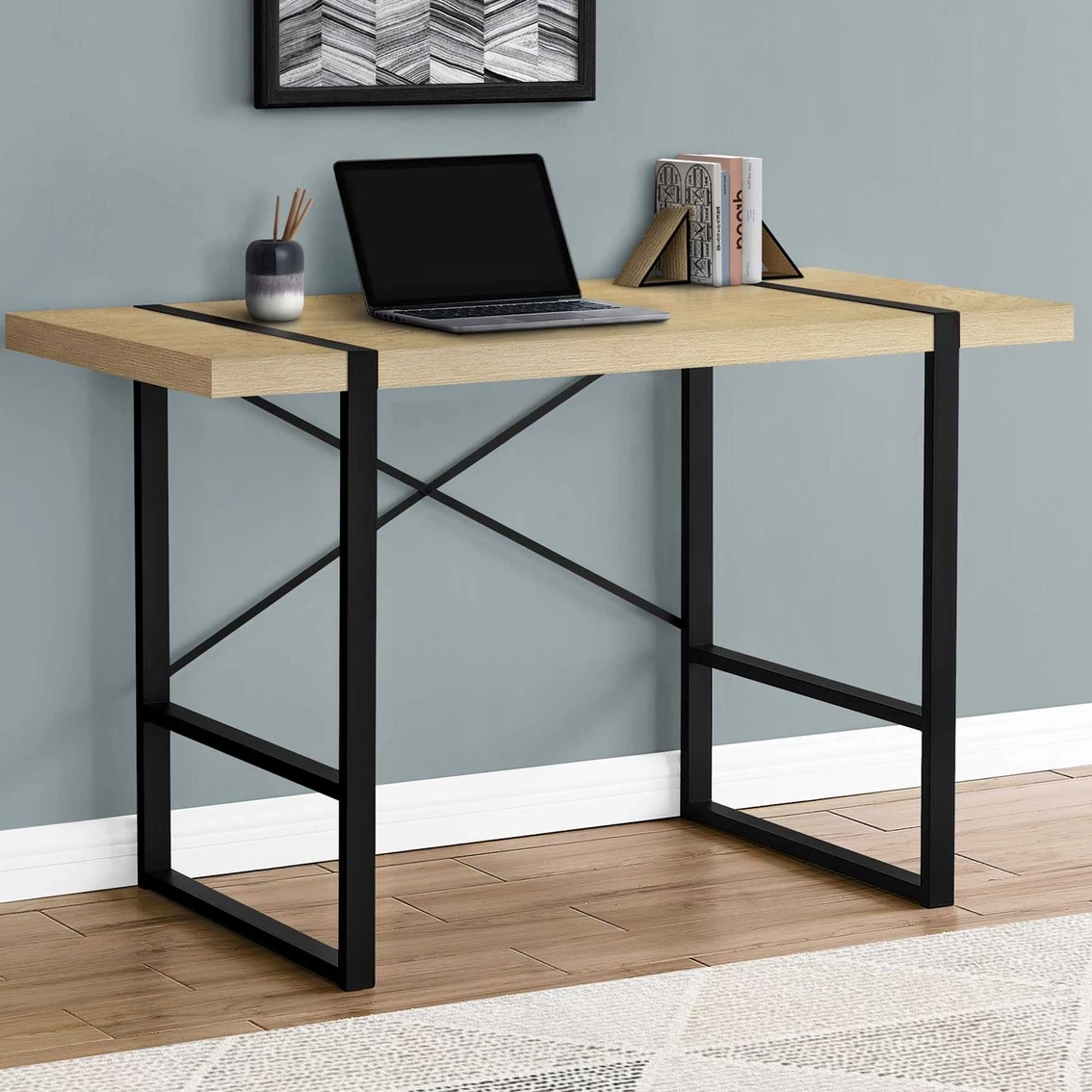 Best Sale ???? Chelsea Home Furniture Computer Desk 48L In Walnut With Black Metal ???? 4 Best Sale ???? Chelsea Home Furniture Computer Desk 48L In Walnut With Black Metal ???? - Image 4