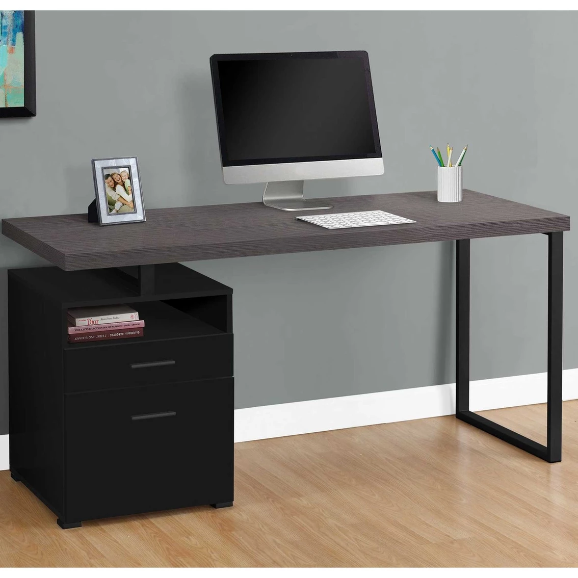 Brand new ???? Chelsea Home Computer Desk 60 In., Black With Gray Top ✔️ 1 Brand new ???? Chelsea Home Computer Desk 60 In., Black With Gray Top ✔️