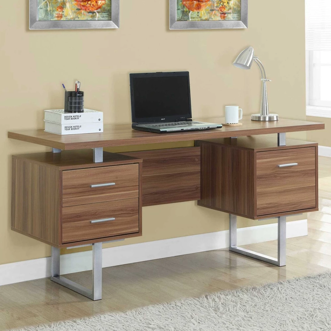 Best reviews of ???? Chelsea Home 60 In. Computer Desk, Walnut With Silver Metal ???? 1 Best reviews of ???? Chelsea Home 60 In. Computer Desk, Walnut With Silver Metal ????
