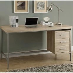 Wholesale 🥰 Chelsea Home Computer Desk 60 In., Natural With Silver Metal ❤️