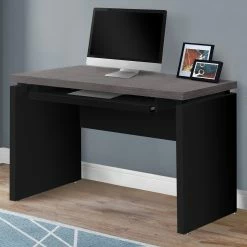 Outlet ⌛ Chelsea Home 48 In. L Black Computer Desk With Gray Top ????