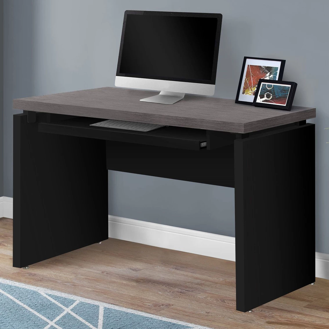 Outlet ⌛ Chelsea Home 48 In. L Black Computer Desk With Gray Top ???? 1 Outlet ⌛ Chelsea Home 48 In. L Black Computer Desk With Gray Top ????