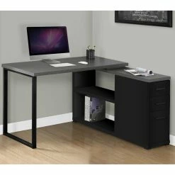 Best Pirce ???? Chelsea Home Computer Desk, Black And Grey Top Left With Right Facing Corner ✔️