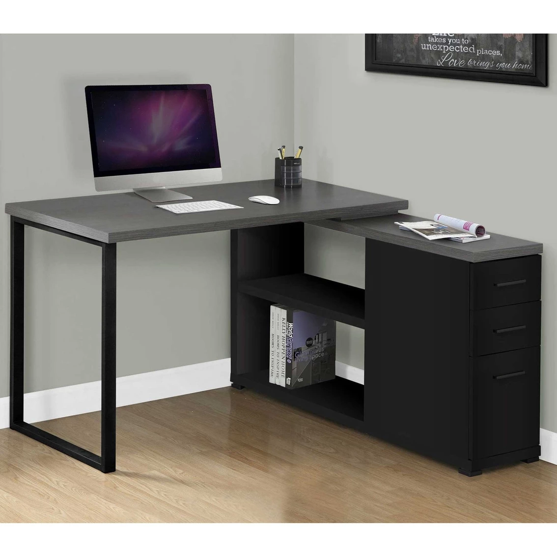 Best Pirce ???? Chelsea Home Computer Desk, Black And Grey Top Left With Right Facing Corner ✔️ 1 Best Pirce ???? Chelsea Home Computer Desk, Black And Grey Top Left With Right Facing Corner ✔️