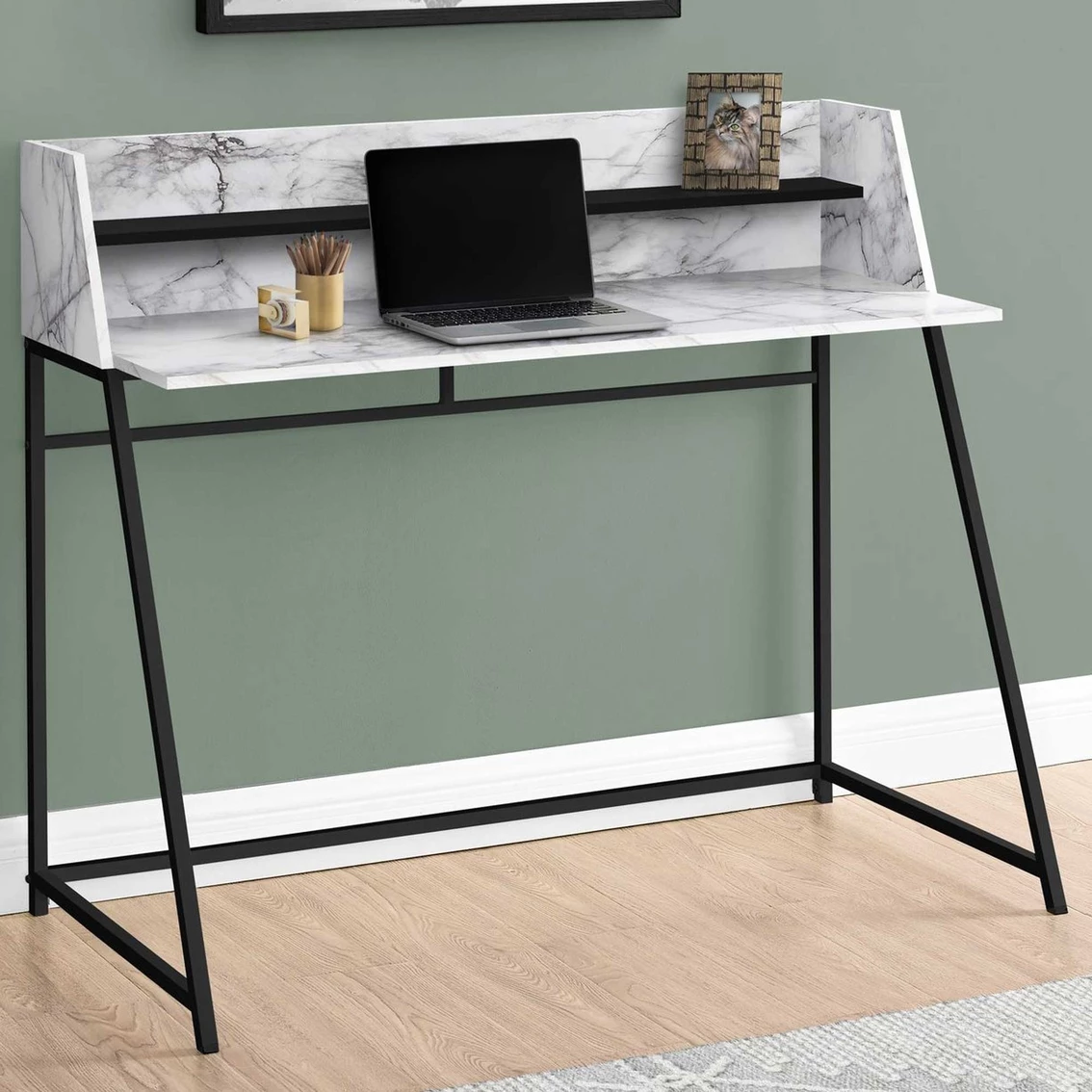 Deals ???? Chelsea Home Furniture Computer Desk 48 In., Natural With White Metal ⭐ 3 Deals ???? Chelsea Home Furniture Computer Desk 48 In., Natural With White Metal ⭐ - Image 3