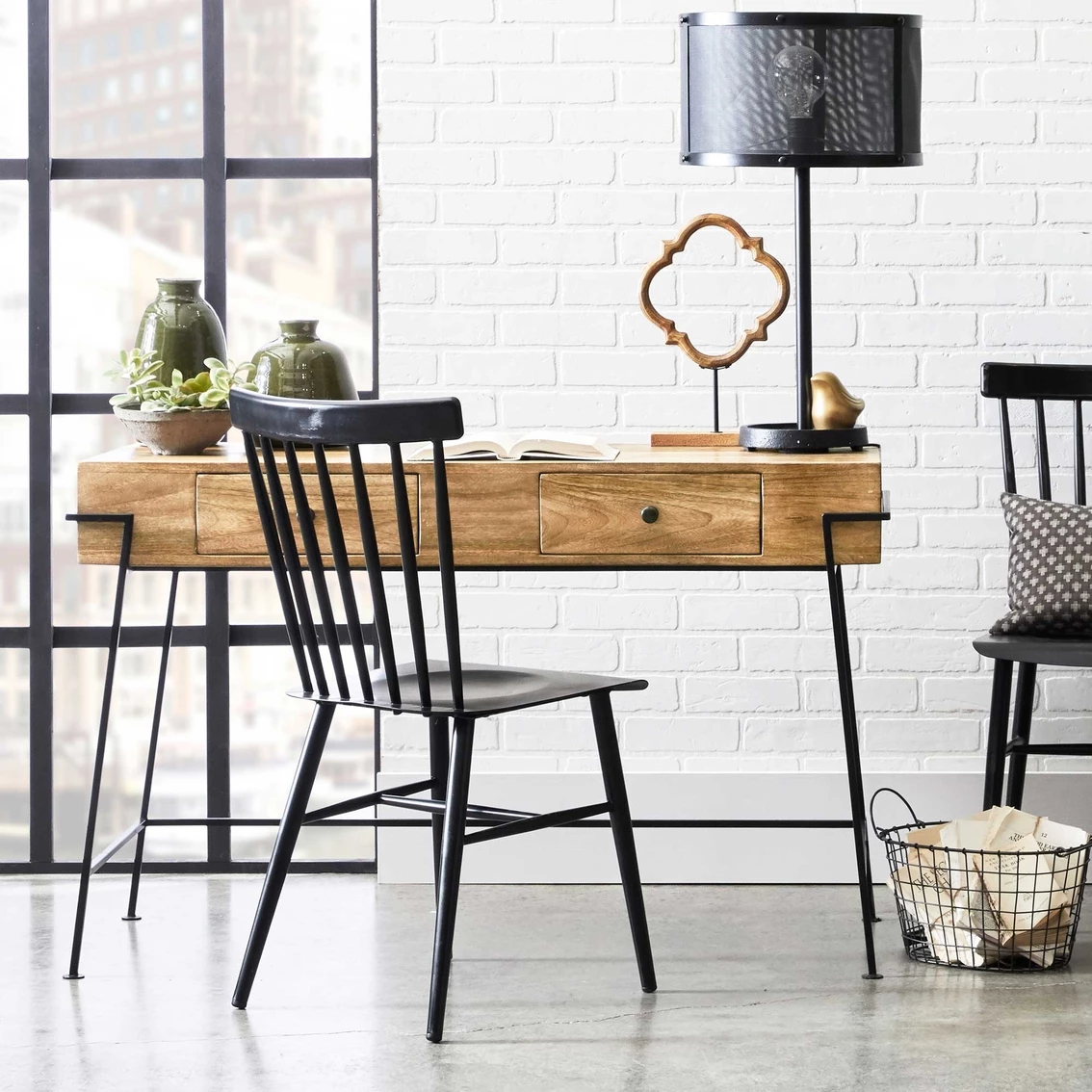 Budget ✔️ Accentrics Home Two Drawer Butcher Block Style Wooden Desk ???? 8 Budget ✔️ Accentrics Home Two Drawer Butcher Block Style Wooden Desk ???? - Image 8