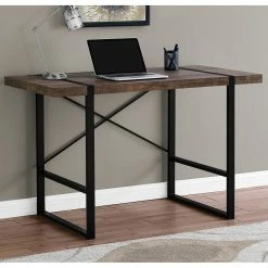 Hot Sale ???? Chelsea Home Furniture Computer Desk 48 In., Dark Taupe With Black Metal ????