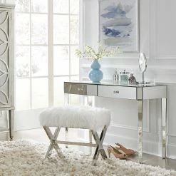 Outlet ???? Accentrics Home Mirrored Two Drawer Desk ???? -Fellowes shop unnamed file 1854