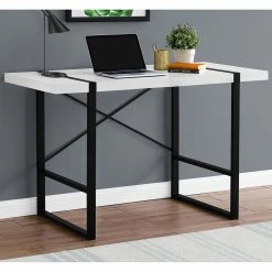 Best deal 🧨 Chelsea Home Furniture Computer Desk 48 In., White With Black Metal 🧨