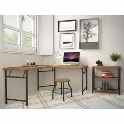 Brand new ???? Accentrics Home Industrial L Shaped Desk With Stool ????