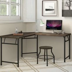 Alternative view of Brand new ???? Accentrics Home Industrial L Shaped Desk With Stool ????