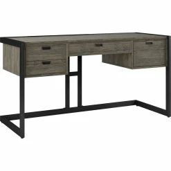 Best Pirce ❤️ Simpli Home Hampden Solid Acacia Wood Desk, Weathered Grey 😀