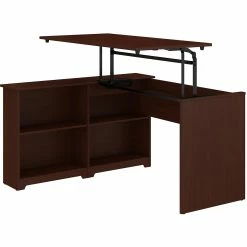 Outlet ❤️ Bush Furniture Cabot 52W 3 Position Sit To Stand Corner Bookshelf Desk ????