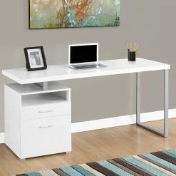 Hot Sale ???? Chelsea Home Webster White And Silver Computer Desk ⭐